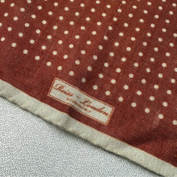 Reiss London 100% Wool Square Polka Dot Brown White Handkerchief Scarf Italy - Picture 2 of 4